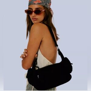 NWT Free People Black Siren Suede Shoulder Bag